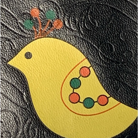 Black and Yellow Wristlet Wallet with Partridge Decoration - Picture 6 of 6